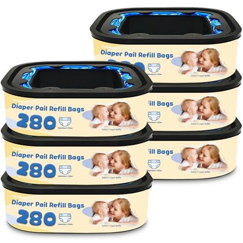 Refill Bags Compatible with Diaper Genie Compact, Select & Classic Pails (Square Refill System), Unscented EVOH Odor-Barrier Film, 6-Pack (21.3 ft Each), Not for Signature/Easy Roll or Round Refills