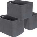 MINTWOOD Design 3-Pack Decorative Woven Storage Baskets for Shelves, Cube Bin Box for Organizing Books, Shoes, Dog Toys, Pantry Closet and Living Room Organizer, Charcoal Gray
