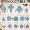 18Pcs Velvet Christmas Tree Ornaments Set, Shatterproof Flocked Christmas Decorations Bulk for Tree, Classic Decorative Hanging Ball Ornaments for Xmas Holiday Home Party Decor, Slate Blue