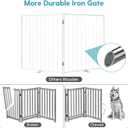 No Pawblems Free Standing Dog Gate with Door, 30'' Tall Foldable Dog Fence for Indoor & Outdoor, Up to 78 Inch Extra Wide Puppy Gate for Stairs, Hallways, Doorways, Deck, Yard (White, 3 Panels)