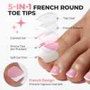 UNA GELLA French Press On Toenails - 15 Sizes Pre-Etched French Toe Nail Press Ons Soft Square Gel False Toenails Pink and White Fake Toe Nails 180Pcs for Women Big Toes Nail Extensions Pedicure