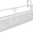 Saim Large Hanging Plant Holder Railing Shelf, Metal Fence Planters with Hooks Flower Bucket for Balcony Outdoor Garden Window Porch Patio23.5x8x4.5 Inch - White, 23.4x7.9x4.7 inches