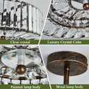 Piepooye 4 Lights Modern Crystal Chandelier Oil Rubbed Bronze Round Semi Flush Mount Ceiling Light Fixture Farmhouse Chandelier for Dinning Room Living Room Bedroom Hallway Entryway Kitchen