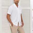 Men's Short Sleeve Button Down Shirt Cuban Collar Anti-Wrinkle Shirt Casual Summer Beach Shirt (XL)