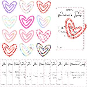 Tinlade 24 Set Valentines Day Bookmarks Jumbo Acrylic Heart Shape Paper Clips with Cards Cute Valentines Favor Heart Paperclips Gifts for Women Book Lovers Office Classroom Exchange Gift Supplies