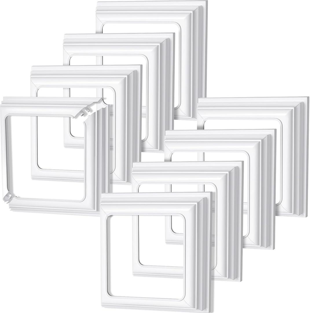 Thyle 8 Pcs True 4x4 Inches Vinyl Post Skirt Post Base Cover Column Wraps for Porch Deck Base Vinyl Sleeve White Trim for Hand and Stair Rails