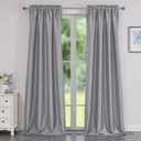Chyhomenyc Uptown Silver Grey Faux Silk Curtains 96 Inch Length 2 Panels for Bedroom, Shiny Luxury Room Darkening Slub Textured Soft Fabric Rod Pocket Window Drapes, Each 40x96 Inches, 8 FT