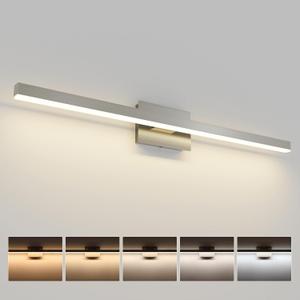 Joossnwell Brushed Nickel Bathroom Vanity Light Bar 5CCT Dimmable Bathroom Light Fixtures Over Mirror Modern LED Vanity Lighting Bath Light ETL Certificated 39.37 inch, Brushed Nickel 