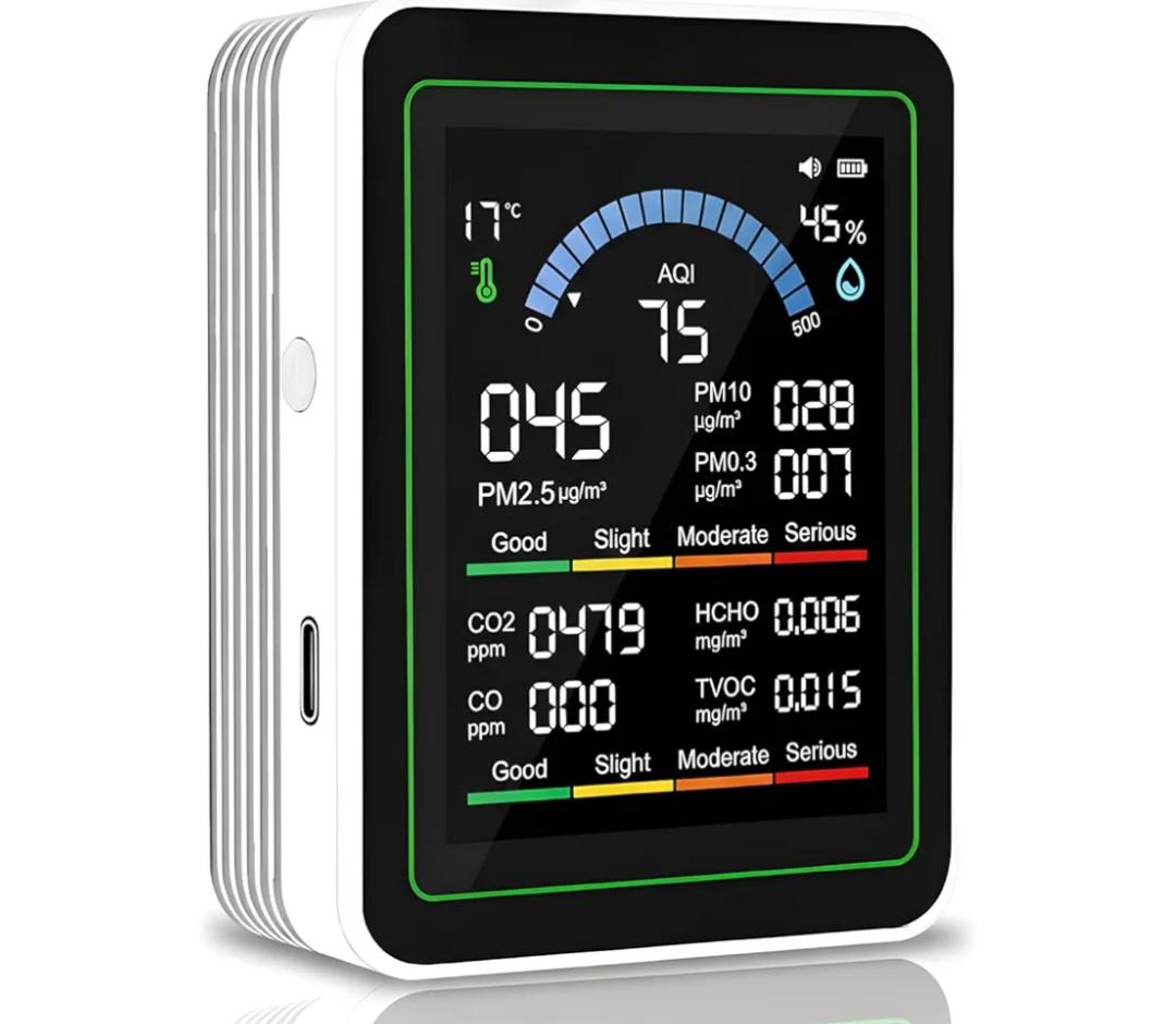 10 in 1 Smart Air Quality Monitor Indoor,Carbon Monoxide Detectors,Co2 Detector,Professional Air Quality Test Kit with CO2 | CO | TVOC | HCHO | Temp | AQI | PM2.5 | PM0.3 | PM10