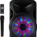 beFree Sound 12 Inch 2500 Watt Bluetooth Rechargeable Portable Party PA Speaker with Illuminating Lights,Black,BFS-12 Portable Speaker