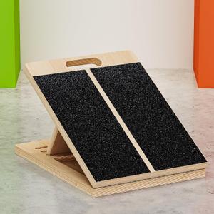 2 x TEMI Slant Board for Calf-Stretching - Wooden Incline Wedge Stretcher for Squats, Foot & Ankle Mobility, Portable Fitness Equipment, Balance Block for Heel Stretch