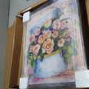Floral and Botanical Wall Art Framed Canvas Prints 'Flowers in Blue Box' Florals (36L" x 30W")