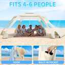 Beach Cabana with 6-Corner, 8'×8' UPF50+ Beach Canopy, Adjustable Height Beach Tent Sun Shelter, Cool Cabana Beach Tent with Removable Side Wall, Beach Shade for Garden, Camping (Beige)