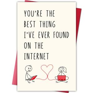 7 x Funny Anniversary Card for Boyfriend Girlfriend, Humorous Valentines Day Cards Gift for Him Her, Internet Dating Love Card for Partner Spouse