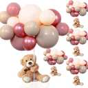 Meooeck 185 Pcs Bear Baby Shower Party Decorations Table Centerpieces 5 Pcs 13. 5'' Gender Reveal Bears 180 Balloons Kit Baby Shower Table Decor for Birthday Wedding(Dusty Pink, Rose Gold, Peach)