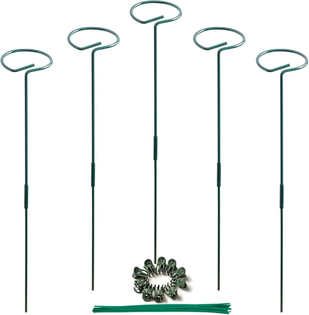 5 Pcs Plant Support Stakes, 30 Inch (15.75"+15.75") Tall Single Stem Plant Sticks, Garden Stake for Indoor Outdoor Flowers Amaryllis Tomatoes Peony Lily Rose Narcissus