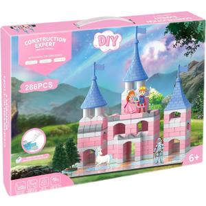 286 PCS Princess Castle Building Kit for Girls 6-12, Mini Brick DIY Craft Castle Playset, STEM Construction Toy, Pink Fantasy Castle Building Set, Creative Alternative to Popular Building Block Sets