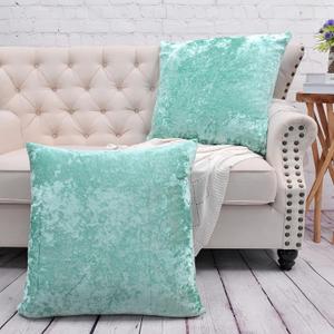 Abstract Velvet Decorative Euro Throw Pillow Covers 26 x 26 Inches Set of 2, Soft Shiny Luxury Cushion Cases Pillowcases Pillow Shells for Couch Bed Sofa Car Bedroom Living Room, Aqua Blue