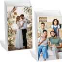 Tucnoeu Set of 12 Acrylic Clear Picture Frame, 4 x 6 Acrylic Picture Frames, Vertical Slanted Clear Display Stand with Inserts for Home Office