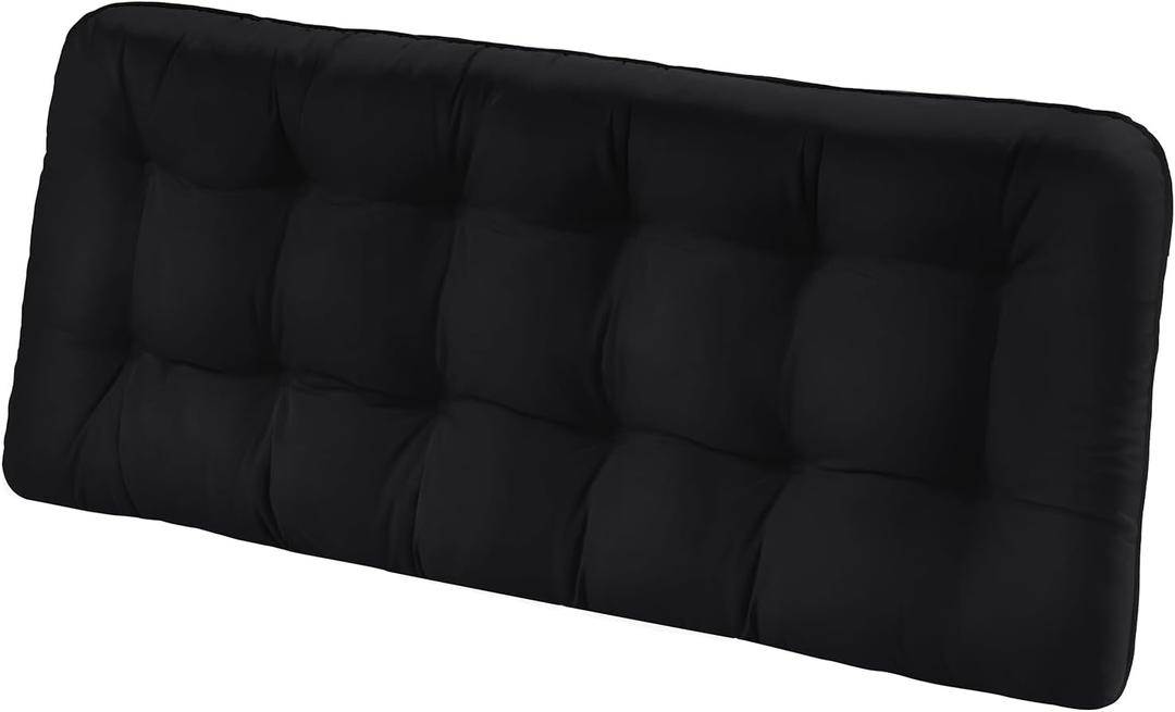 Tufted Bench Cushions for Outdoor Furniture, 59" x 18" Porch Swing Cushions Filled with Foam, Overstuffed Patio Cushions for Bench Loveseat with 2-3 Seats,Thick and Water Resistant, Black