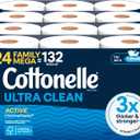 Cottonelle Ultra Clean Toilet Paper with Active CleaningRipples Texture, Strong Bath Tissue, 24 Family Mega Rolls = 132 Regular Rolls (4 Packs of 6)