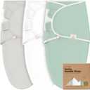 KeaBabies 3-Pack Organic Baby Swaddle Sleep Sacks - Newborn Swaddle Sack, Ergonomic Baby Swaddles 0-3 Months (Sage)
