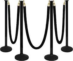 4 Pack Stanchion Post with Velvet Ropes (Weighted Base), Crowd Control Barriers, Red Carpet Runner Poles, Queue Poles for Party, Movie Theater, Plastic