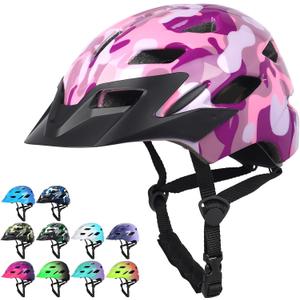 Kids Bike Helmet,Bavilk Kids Boys Girls Bike Helmets with LED Light Detachable Visor Children Youth Teen Multi-Sport for Skating Cycling Scooter Skateboard Adjustable & Lightweight 19.7"-22.4"