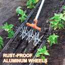 BARAYSTUS Rotary Cultivator Garden Rotary Tiller Adjustable Stainless Steel Poles Hand Tiller for Soil Mixing or Reseeding Grass Lawn Tiller Total Length 57 Inch