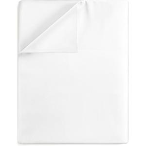 Twin XL Size Flat Sheet - Hotel Quality Top Flat Bed Sheet Only - Ultra-Soft, Breathable & Cooling - Fade & Wrinkle Free - Easy-Care, Stain & Shrink Resistant Bedding - Easy-Fit and Oeko-Tex - White (01 - White)