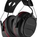 Bluetooth 5.4 Hearing Protection Headphones with 1200mAh Rechargeable Battery, 120H Working Time, 30dB SNR, Ear Muffs with Larger Buttons for Easy Operation, Superior Stereo Sound Quality Black-Red