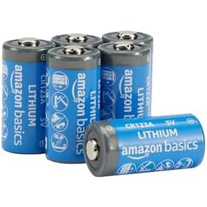 Amazon Basics 4-Pack Non-Rechargeable CR123A Lithium Batteries, 3 Volt, Up to 10-Year Shelf Life