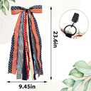 Large Patriotic Star Ribbons Bow for Wreath, Red White Buffalo Plaid Fabric Ribbons Set Assorted Lace Ribbon 4th of July Clip-On Wreath Sash Ribbon Bundle for Patriotic Indoor Outdoor Decor