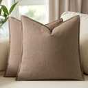 20x20 Inch Set of 2 Decorative Linen Solid Throw Pillow Covers Boho Accent Farmhouse Couch Pillowcases Modern Netural Home Decor for Couch Sofa Living Room Bed,Light Brown