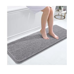 OLANLY Bathroom Rugs 47x17, Extra Soft Absorbent Chenille Bath Rugs, Rubber Backing Quick Dry, Machine Washable Bath Mats for Bathroom Floor, Tub and Shower, Home Decor Accessories, Grey
