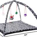 PETMAKER Cat Activity Center- Interactive Play Area Station for Cats, Kittens with Fleece Mat, Hanging Toys, Foldable Design for Exercise, Napping