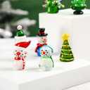 HDCRYSTALGIFTS 4PCS Blown Glass Snowman Decor Christmas Figurine Collectible 2.5'' Mini Art Glass Holiday Cheers Collection Statue Festival Decoration Xmas Gifts