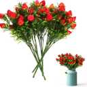 Cabilock 5Pcs Artificial Strawberry Stems 10.6" Realistic Red Berries Stems, Faux Fruit Branches for Summer Farmhouse Kitchen Decor, Berry First Birthday Party Supplies, Tiered Tray Wreath Picks