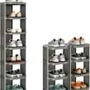 Kitstorack 8-Tier Vertical Plastic Shoe Rack, Freestanding Stackable Shoe Storage Organizer Cubes Shoe Shelf Tower or Small Closets and Tight Spaces, Gray