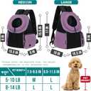 PetAmi Adjustable Cat & Dog Front Chest Carrier Backpack, Ventilated for Hiking & Camping, Max 10 lbs, Purple