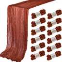12 Pack 10ft Terracotta Cheesecloth Table Runner 35x120 Inch Boho Gauze Table Runner for Birthday Party Wedding Decoration Baby Shower Christmas Decor Special Events