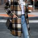 PRETTYGARDEN Women Plaid Shacket Jacket Trendy Fall Casual Button Wool Blend Tartan Trench Coat Winter Clothing with Pockets