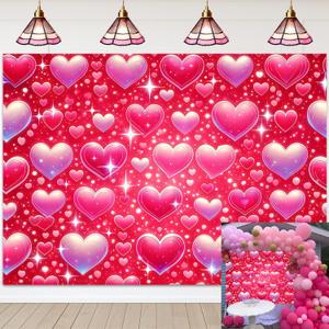 Pink Heart Photo Backdrop Early 2000s Backdrops for Photography 6x4FT Romantic Valentines's Day Background Girls Birthday Valentines Party Decorations Banner Shooting Studio Props