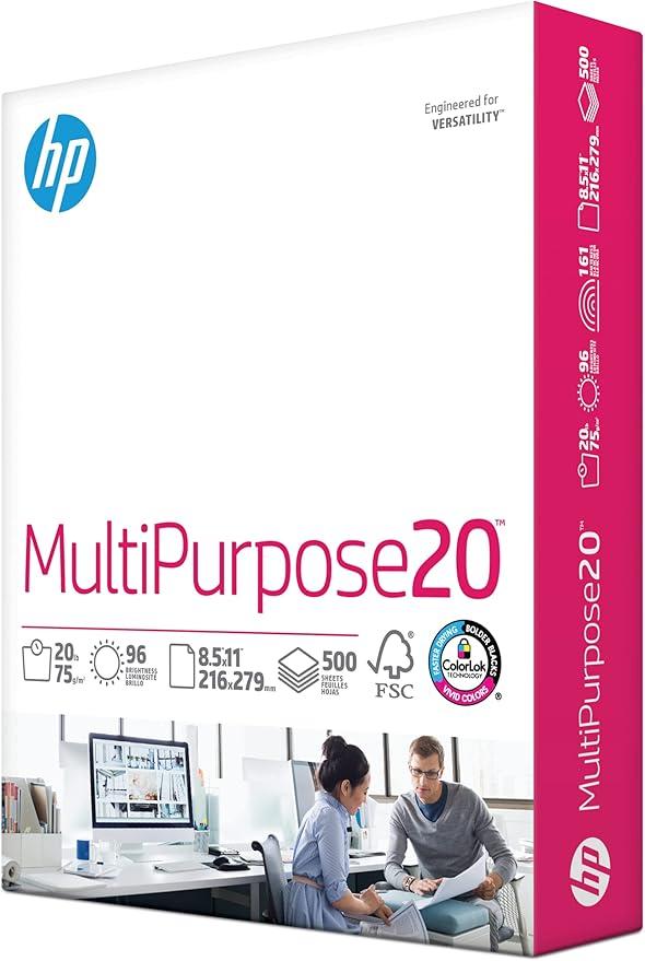 HP Printer Paper | 8.5 x 11 Paper | MultiPurpose 20 lb | 1 Ream - 500 Sheets | 96 Bright | Made in USA - FSC Certified | 112000R