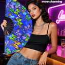 Folding Hand Fans, Popping Fan Rave Fan for Line Dancing, Clacking Fans for Boots On The Ground Dance,Party, EDM, Festival,Club,Decoration, (Butterfly)