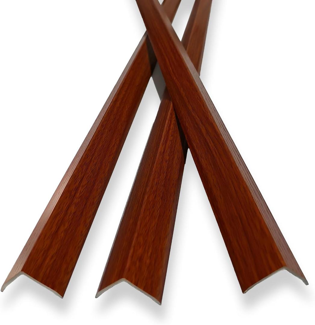 6 Pcs 49" Wall Corner Protector Trim, Walnut Wood Grain Edge Strip for Door and Window Frames Mirror Trim Backsplash Tile Edge (Walnut)