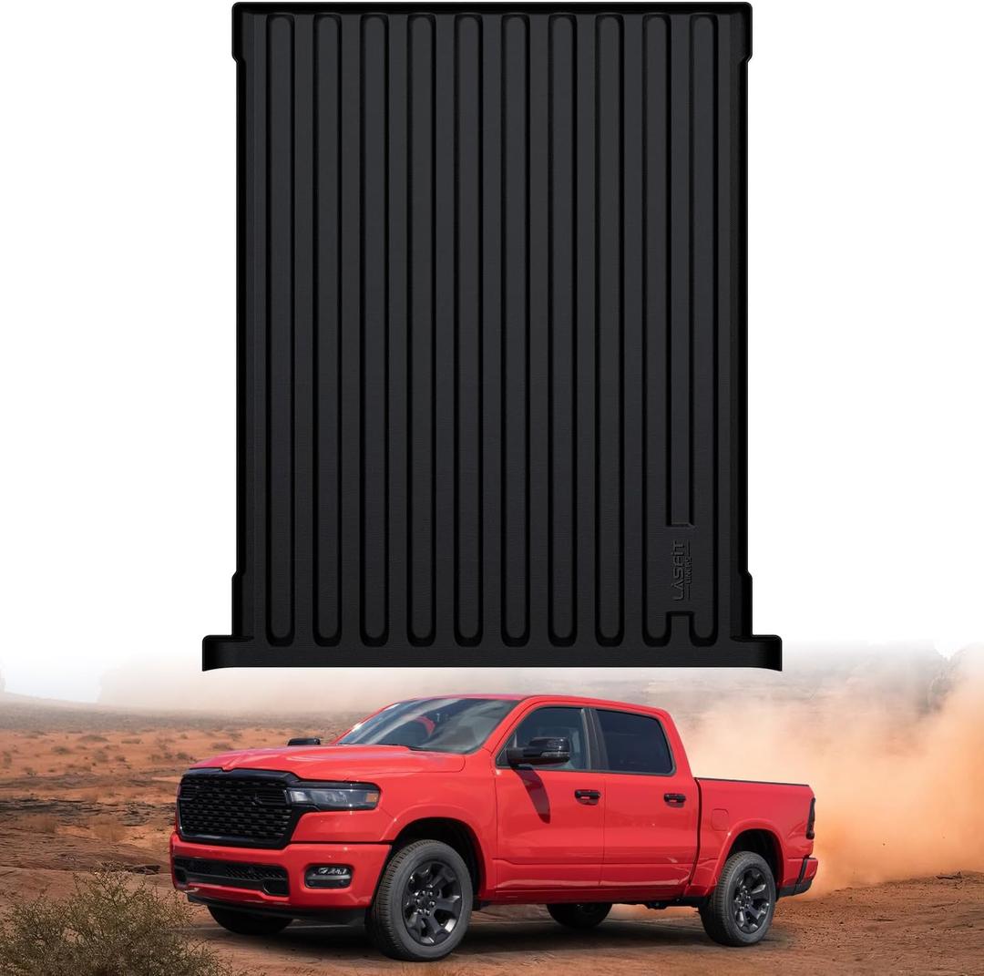 LASFIT 5.7FT Truck Bed Mat with Rambox for Ram 1500 2009-2025 2026 & RAM 1500 Classic 2019-2024 Short Bed (5FT7 / 67.4inches), All Weather Custom Fit Truck Cargo Bed Liner, Black