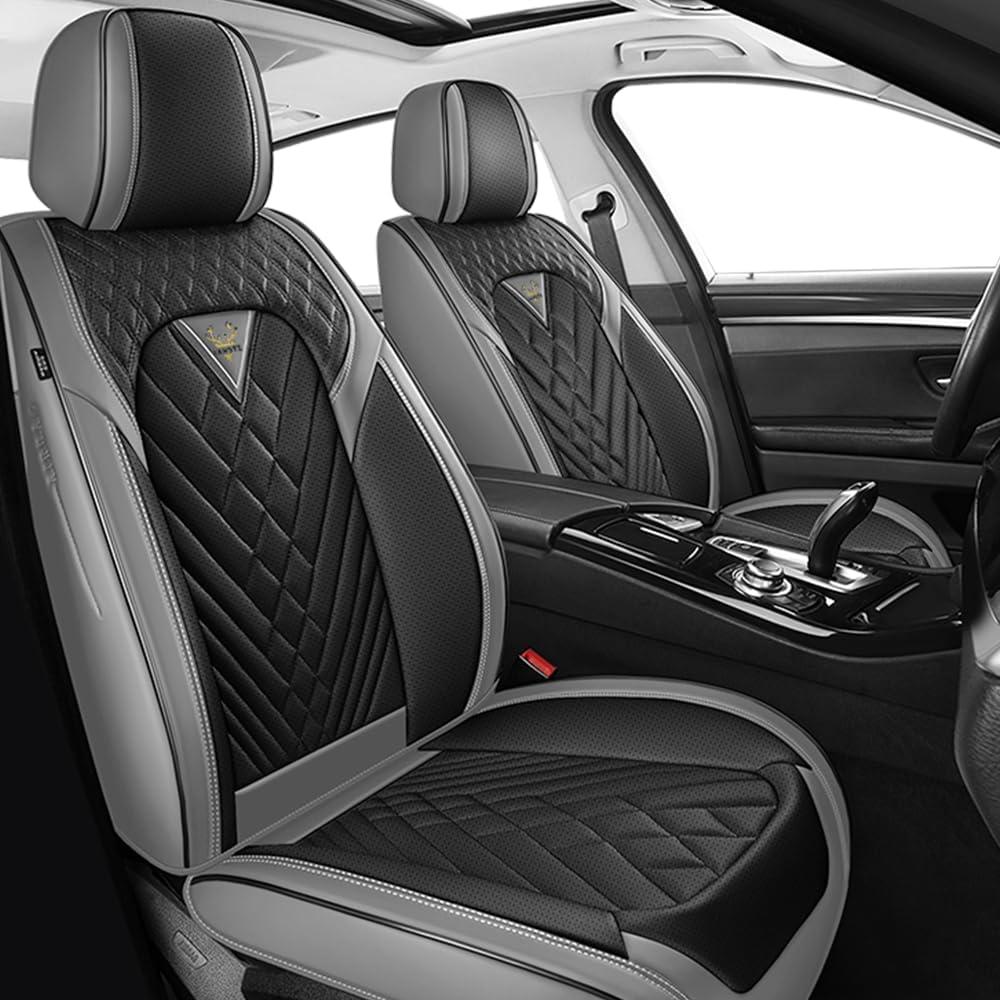Fit for Toyota Corolla Seat Covers 2001-2026,Premium Leather, 360 Full Protection, Thick Padding & Memory Foam, Waterproof & Stain-Resistant Car Seat Cover Front Set (2 Seat,Gray&Black)