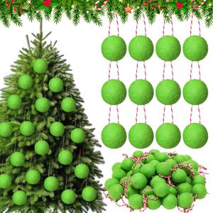Jenaai 50 Pcs Christmas Lime Green Felt Balls Ornaments 1.18 Inch Christmas Tree Hanging Wool Felt Ball Mixed Color Pompom Decorations for Xmas Tree Festival Party Supplies