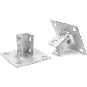 Post Base Channel 4 Hole Square, for 1-5/8 Single Strut Channel,Side Orientation - 6-inch x 6-inch Base,Durable Hot dip galvanizing Steel, 2PCS